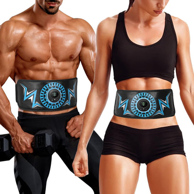 Electroestimulador Muscular Abdominales, EMS Estimulador Abdominal Seguro, Rápido Y Efectivo, Musculacion En Casa, Cinturon Electroestimulador Abdominales Con Correa De Extensión Adicional(Azul)