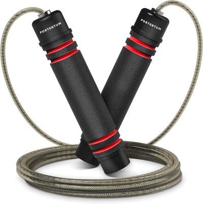 Comba PORTENTUM Con Mangos De Espuma Ergonómicos, Comba De Saltar De Longitud Ajustable Y Rodamientos Rápidos - Ideal Para Fitness Y Entrenamiento Por Intervalos - 2.8 Metros